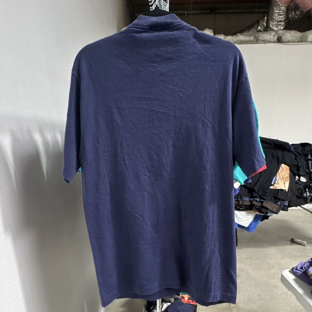 90s Fruit of the Loom Men's Blue Solid Crew Neck Short Sleeve Cotton T-Shirt M - Picture 4 of 4